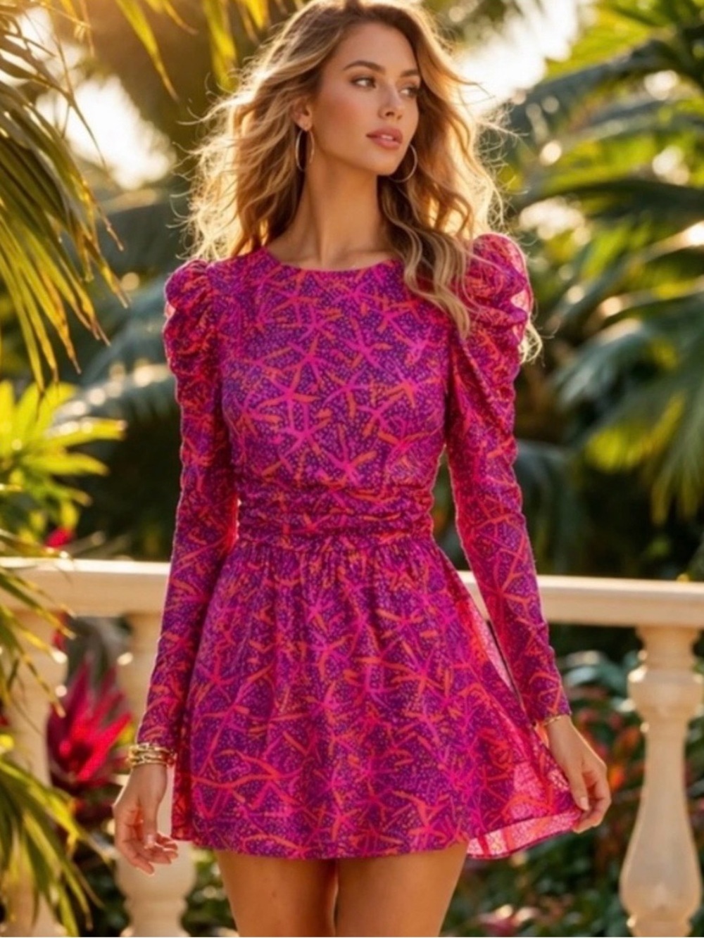 NWT Lilly Pulitzer Long Sleeve Presley Romper Mini Dress Sz L - Picture 2 of 10